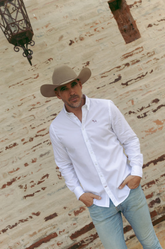 Camisa Oxford Blanca - Logo vinotinto